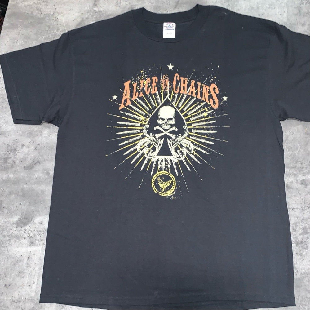Alice In Chains black rock band shirt front graphic rooster
